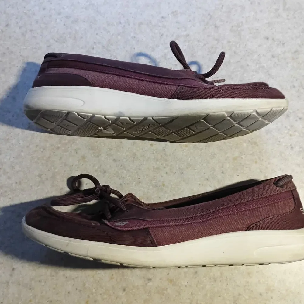 Sperry Burgundy Leather Boat Shoe Sneakers Womens 7 Coastal Preppy STS808209